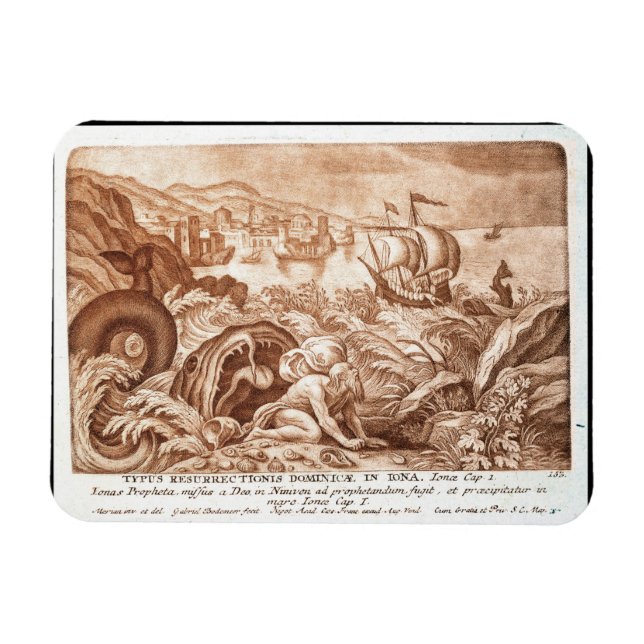 Jonah and the Whale, Illustration from a Bible, Magnet (Horizontal)