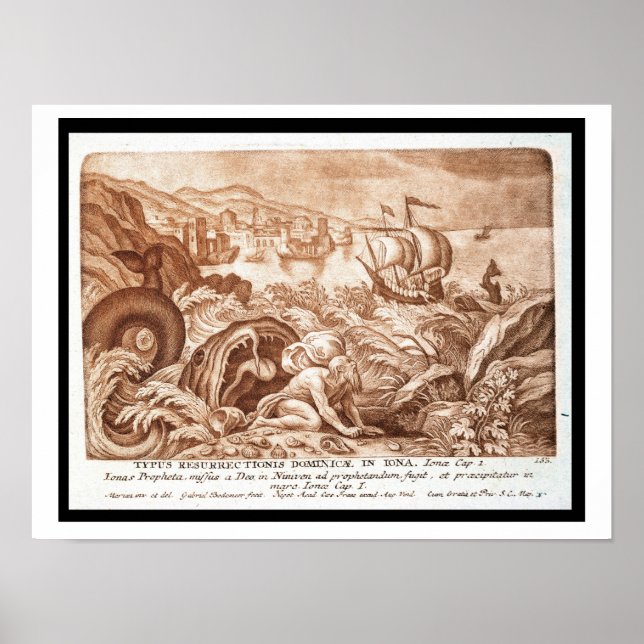 Jonah and the Whale, Illustration from a Bible, Poster (Vorne)