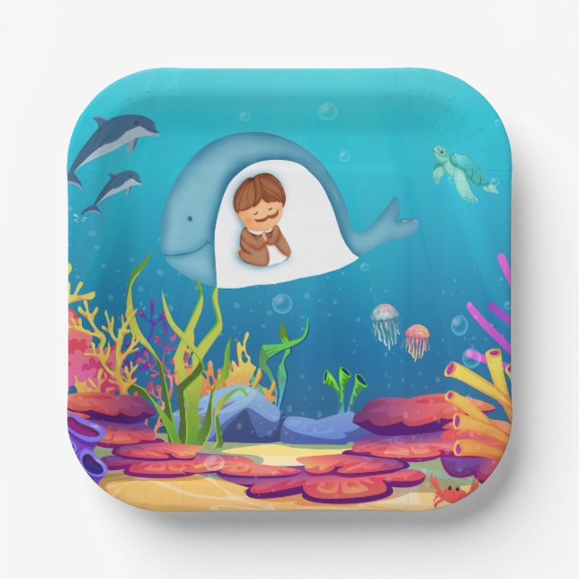 Jonah und die Whale Kids Square Paper Teller (Vorderseite)