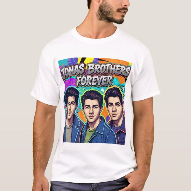Jonas Brothers Forever - Farbenfrohe Pop Retro T-Shirt (Vorderseite)