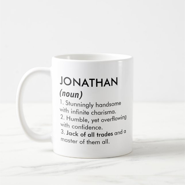 Jonathan Name, Bearbeitbarer Name, Benutzerdefinie Kaffeetasse (Links)