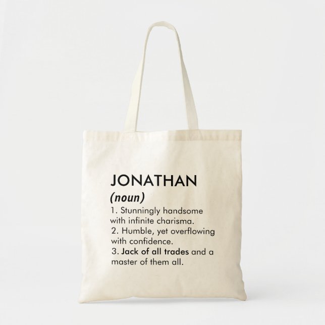 Jonathan name, Editable name, Custom name Tragetasche (Vorne)