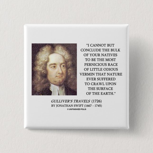 Jonathan Swift-Masse Eingeboren-abscheuliche Button (Vorderseite)