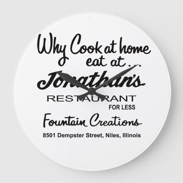 Jonathan's Restaurant, Niles, IL Große Wanduhr (Vorderseite)
