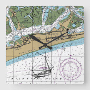 Jones Beach Island NY Chart Quadratische Wanduhr