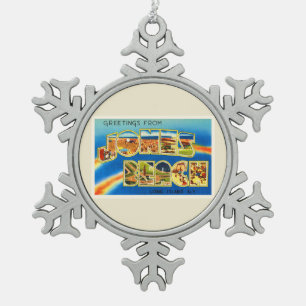 Jones Beach New York New York New York Vintage Tra Schneeflocken Zinn-Ornament