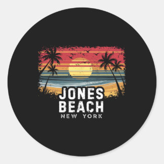 Jones Beach New York Surfboard Beach _1  Runder Aufkleber
