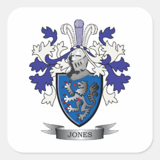 Jones Coat of Arms Quadratischer Aufkleber