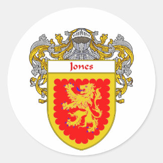 Jones Irish Coat of Arms (Mantled) Runder Aufkleber