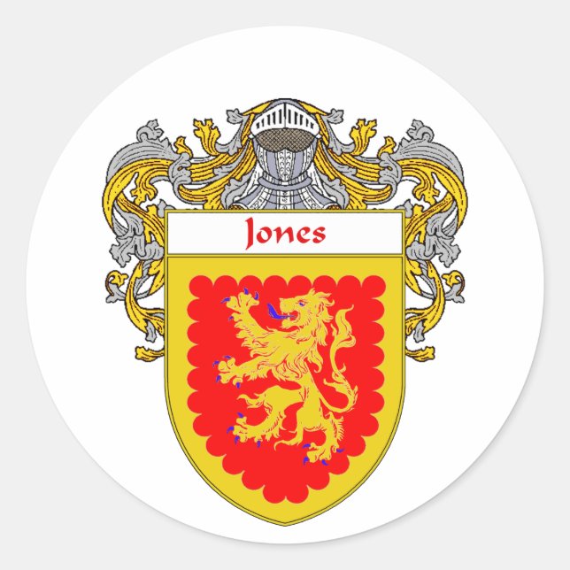 Jones Irish Coat of Arms (Mantled) Runder Aufkleber (Vorderseite)