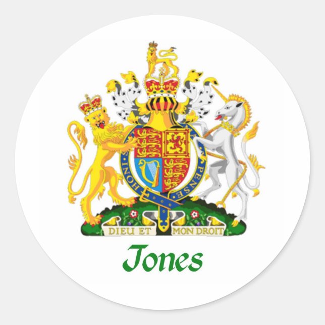 Jones Shield aus Großbritannien Runder Aufkleber (Vorderseite)