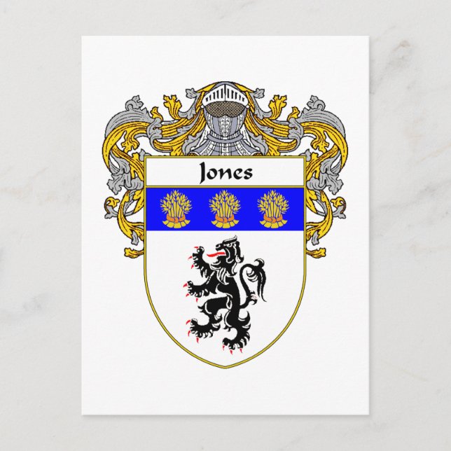 Jones Welsh Coat of Arms (Mantled) Postkarte (Vorderseite)