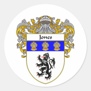 Jones Welsh Coat of Arms (Mantled) Runder Aufkleber