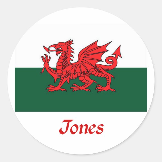 Jones Welsh Flag Runder Aufkleber (Vorderseite)