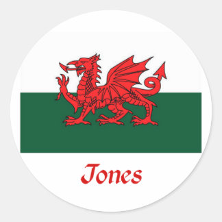 Jones Welsh Flag Runder Aufkleber