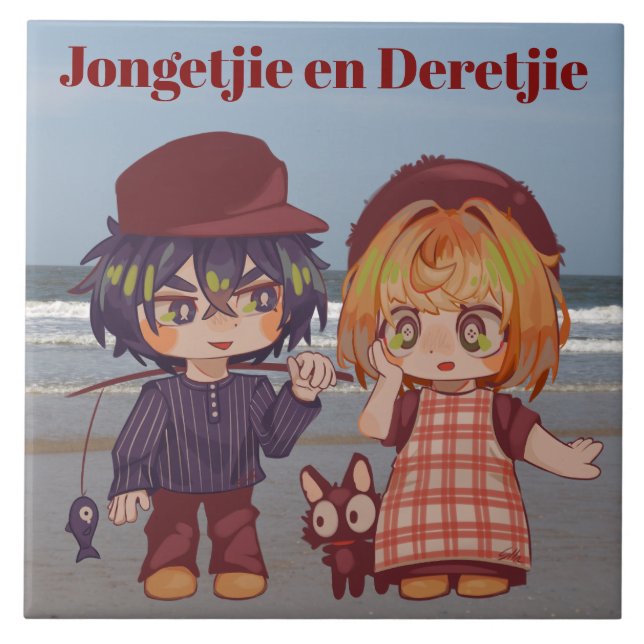 Jongetjie en Deretjie Chibi  Fliese (Vorderseite)