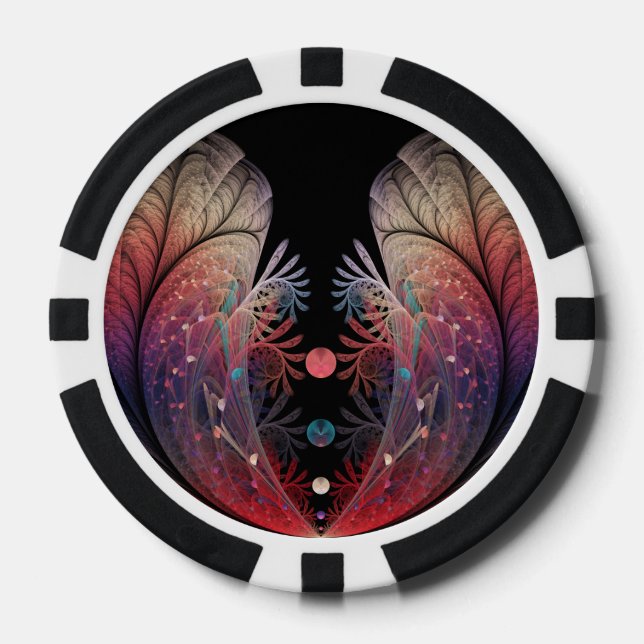Jonglage Abstract Moderne Fantasy Fraktal Kunst Pokerchips (Vorderseite)