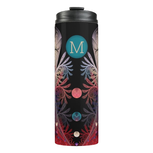 Jonglage Abstract Moderne Fantasy Fraktal Monogram Thermosbecher (Vorderseite)