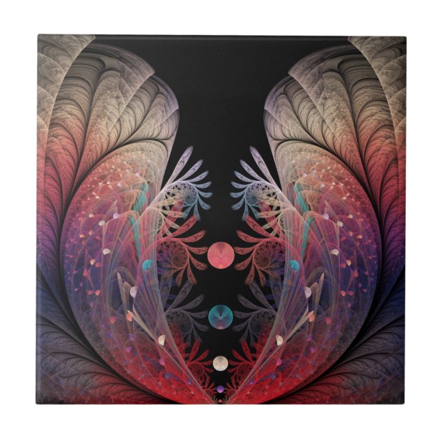 Jonglage Abstrakt Modern Fantasy Fraktal Art Fliese (Vorderseite)