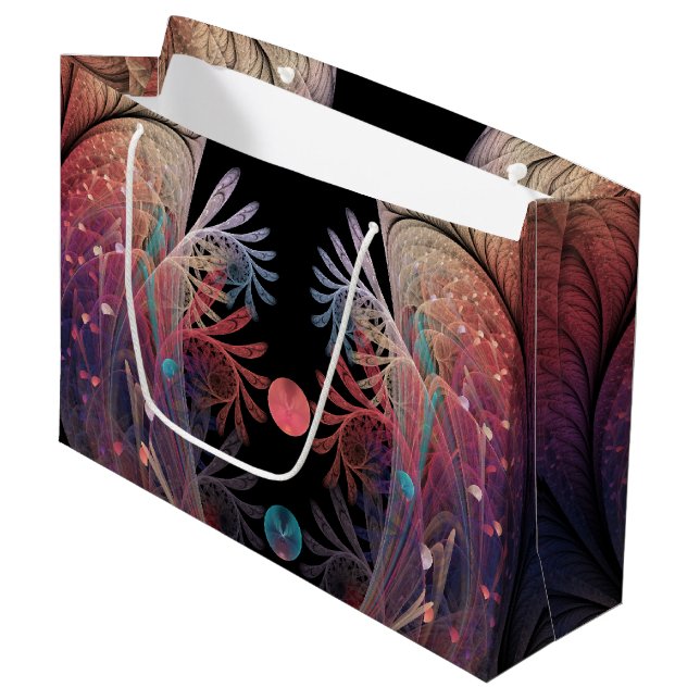 Jonglage Abstrakt Modern Fantasy Fraktal Art Große Geschenktüte (Vorderseite Schrägansicht)