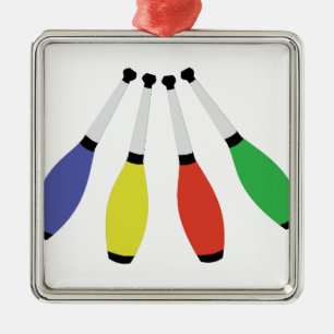 Jonglierende Vereine Silbernes Ornament