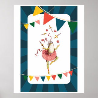 Jonglierender Frosch Poster