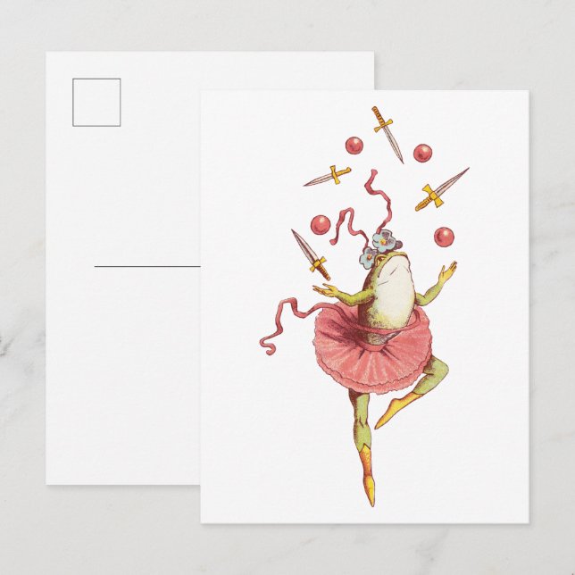 Jonglierender Frosch Postkarte (Vorne/Hinten)