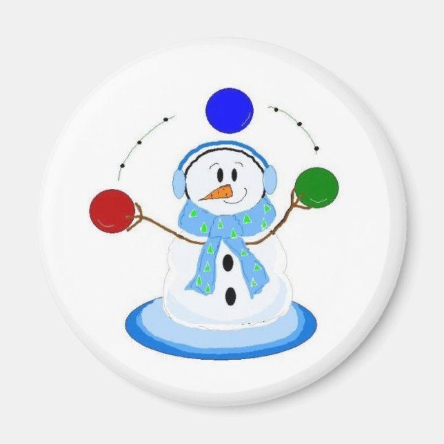 Jonglierender Schneemann Magnet (Vorne)