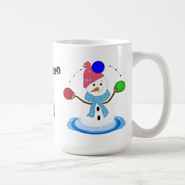 Jonglierender Schneemann Tasse (Rechts)