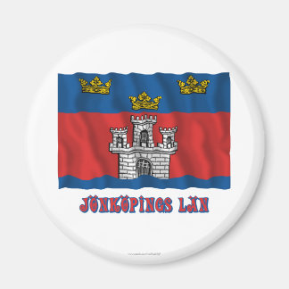 Jönköpings län winkende Flagge mit Namen Magnet