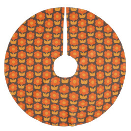 Jonnty Blume Retro 70er Floral Muster Orange Polyester Weihnachtsbaumdecke