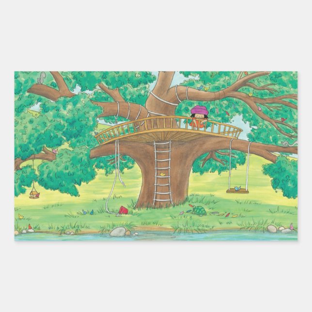 Joone-Baumhüttensticker Rechteckiger Aufkleber (Vorderseite)