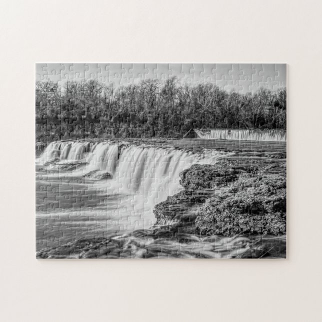 Joplin Grand Falls Überblick Grayscale Puzzle (Horizontal)