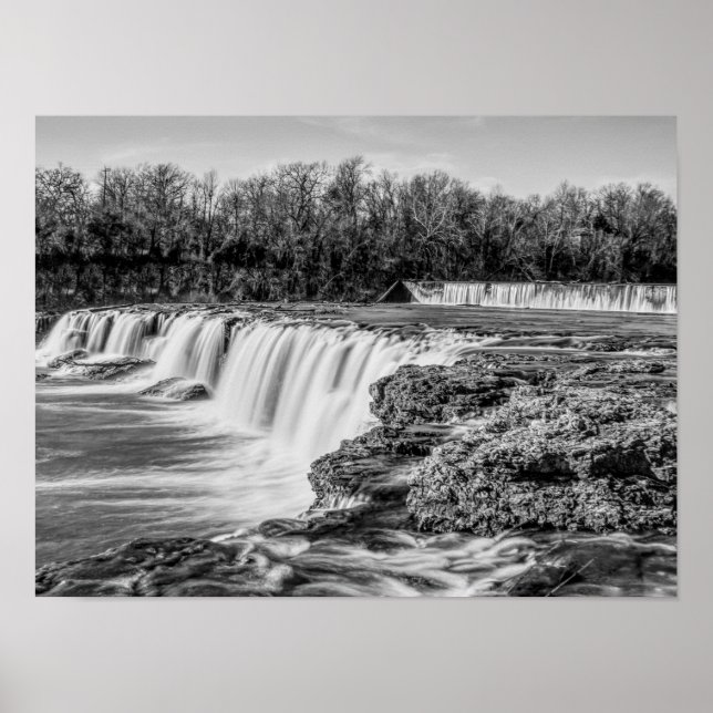 Joplin Grand Falls Übersicht Grayscale Poster (Vorne)