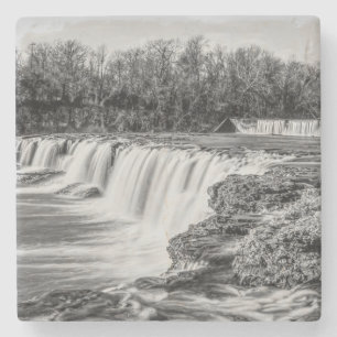 Joplin Grand Falls Übersicht Grayscale Steinuntersetzer