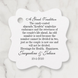 Jordan Almond Favor Tags, Greek Tradition Gift Tag Geschenkanhänger