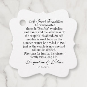 Jordan Almond Favor Tags, Griechischer Geschenktag Geschenkanhänger
