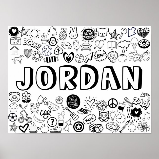 "JORDAN" Color-it-Yourself-Kontur-Design Poster (Vorne)
