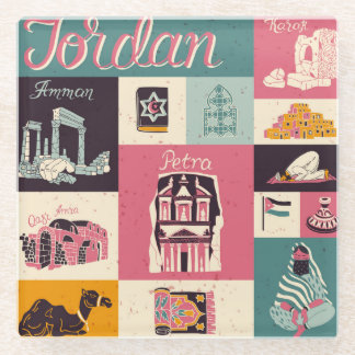 Jordan Culture Retro Illustrierte Symbole Glasuntersetzer