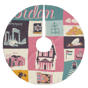 Jordan Culture Retro Illustrierte Symbole Polyester Weihnachtsbaumdecke