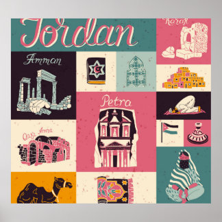 Jordan Culture Retro Illustrierte Symbole Poster