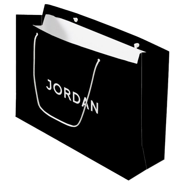 Jordan elegante Geschenktasche in Schwarz und Weiß Große Geschenktüte (Vorderseite Schrägansicht)