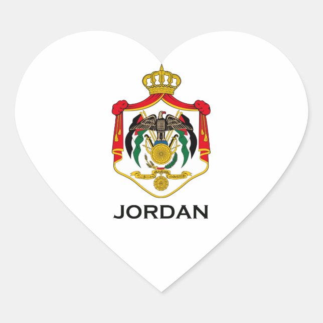 JORDAN - Emblem/Fahne/Wappen/Symbol Herz-Aufkleber (Vorderseite)