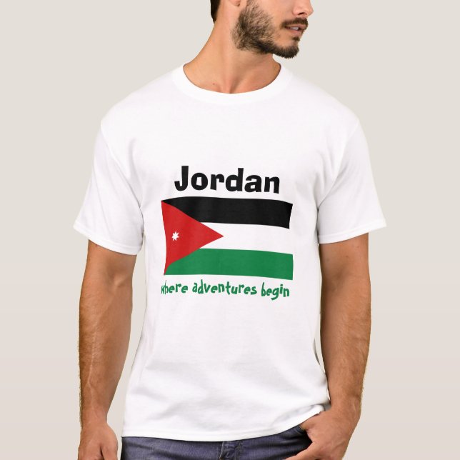 Jordan Flag + Karte + Text-T - Shirt (Vorderseite)