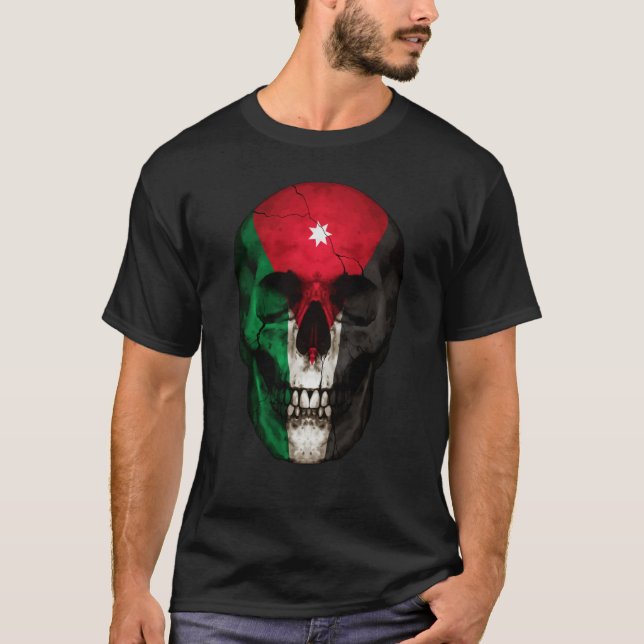 Jordan Flag Skull Jordanian Roots Proud Patriotic T-Shirt (Vorderseite)