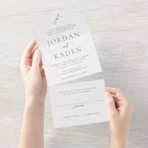 Jordan Gray Elegant Wedding All In One Einladung