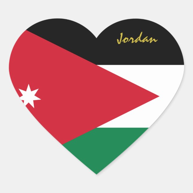 Jordan Heart Sticker, Patriotische jordanische Fla Herz-Aufkleber (Vorderseite)