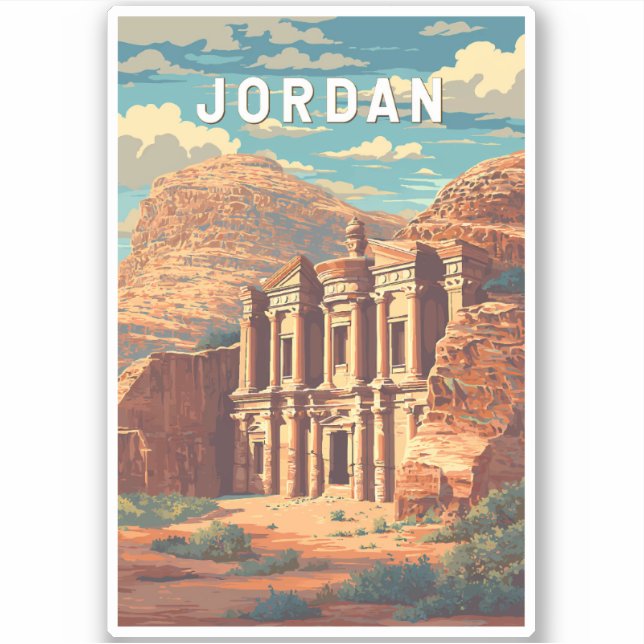 Jordan Illustration Travel Art Vintage Aufkleber (Vorderseite)