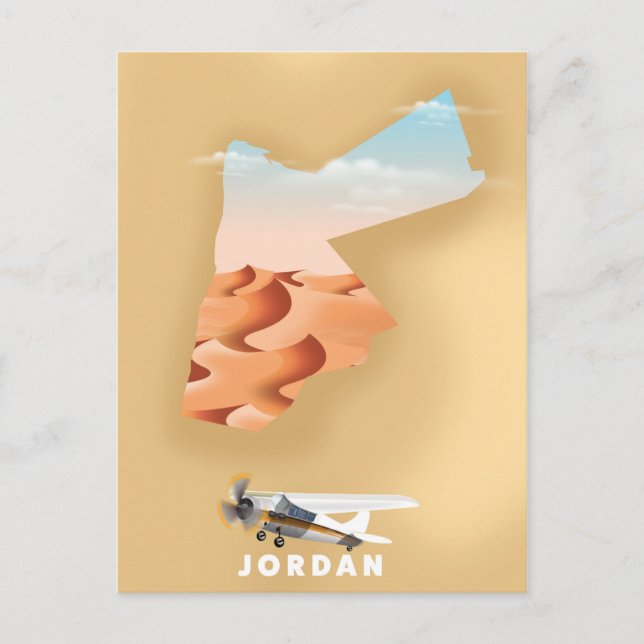 Jordan illustrierte Karte Reiseplakat (Vorderseite)