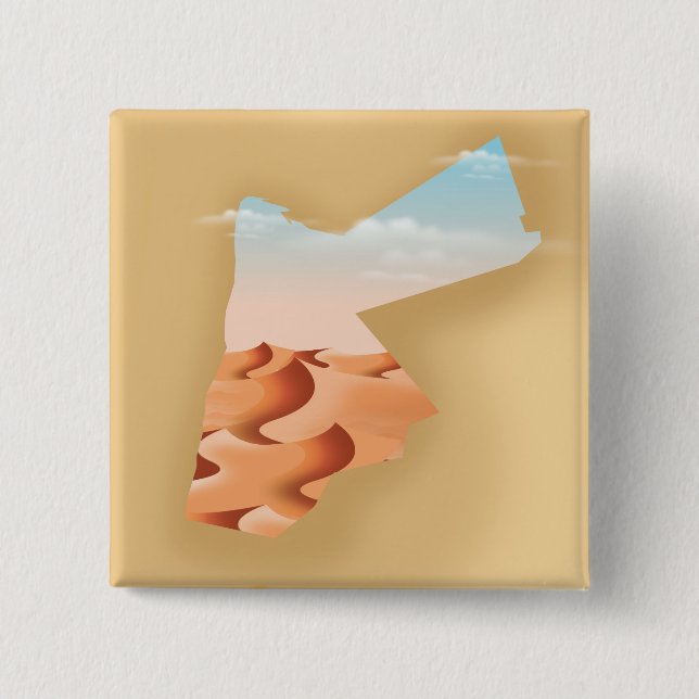 Jordan illustrierte Karte Reiseplakat Button (Vorderseite)